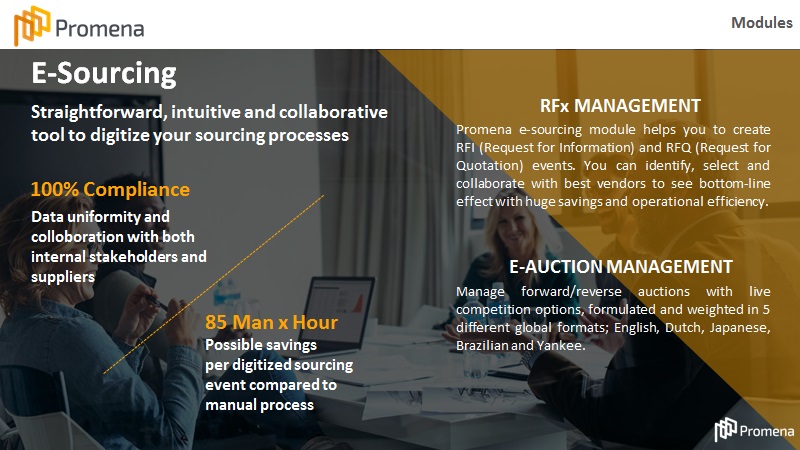 Promena e-Sourcing Managed Services and eAuction + e-SRM platform Software as a Service picture